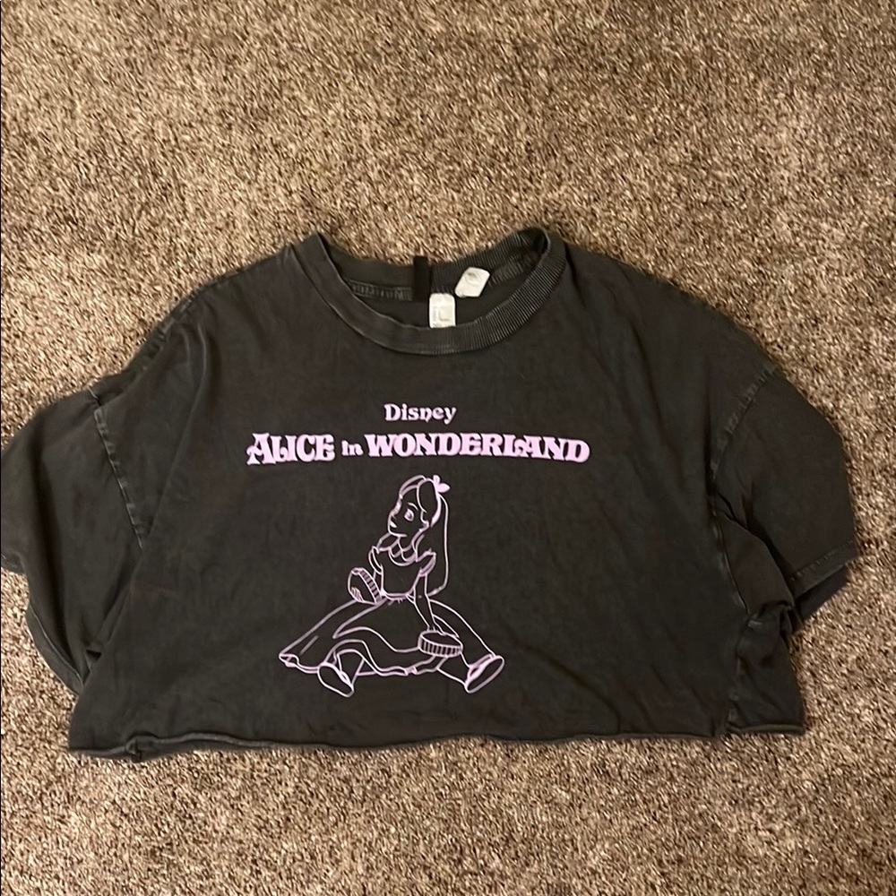 Disney Black Tee with Pink Alice in Wonderland Design
